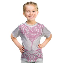 New Zealand Manta Ray Tattoo Kid T Shirt Aotearoa Maori Haehae Pink