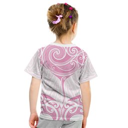 New Zealand Manta Ray Tattoo Kid T Shirt Aotearoa Maori Haehae Pink
