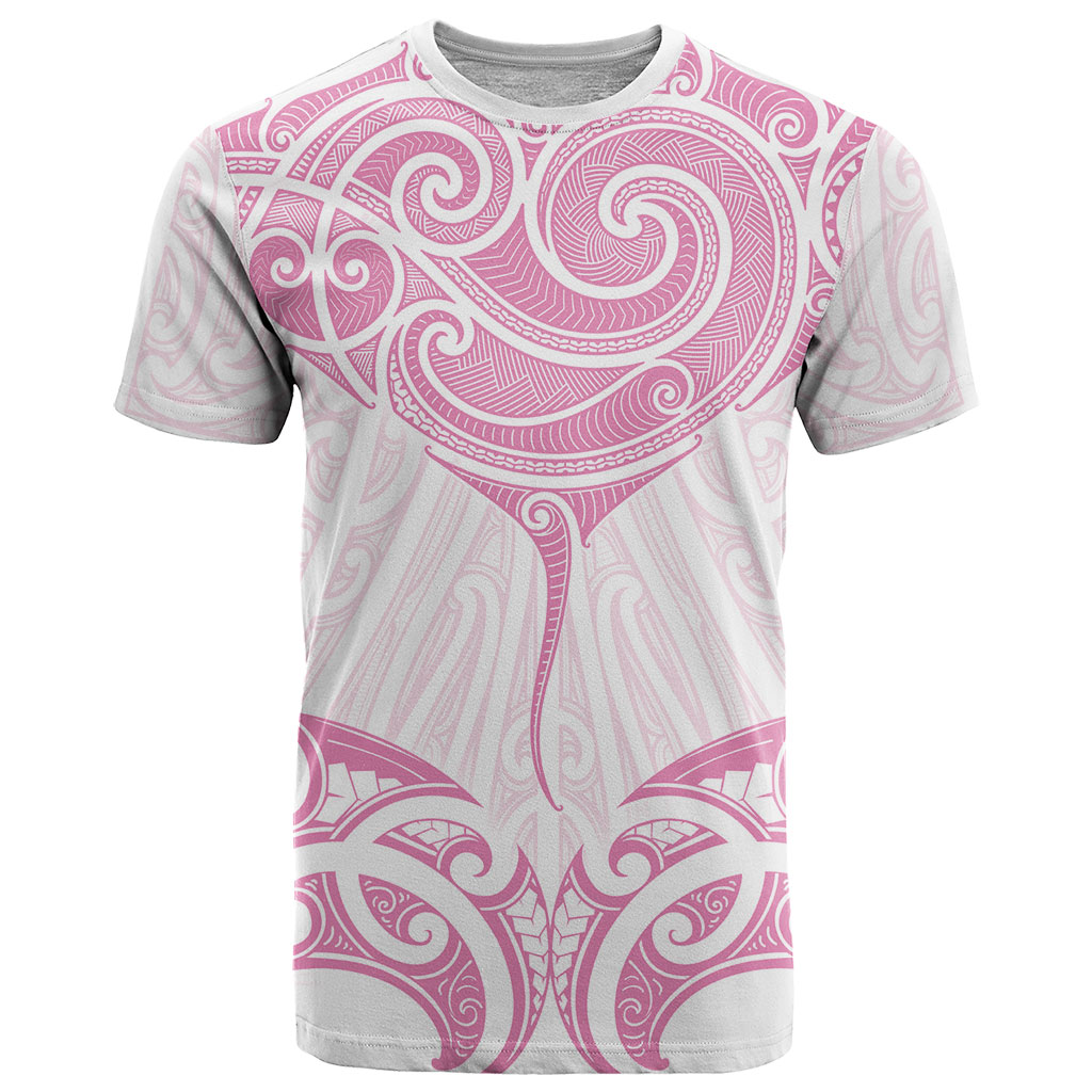 New Zealand Manta Ray Tattoo T Shirt Aotearoa Maori Haehae Pink