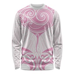 New Zealand Manta Ray Tattoo Long Sleeve Shirt Aotearoa Maori Haehae Pink