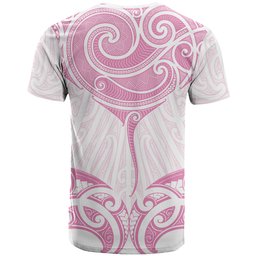 New Zealand Manta Ray Tattoo T Shirt Aotearoa Maori Haehae Pink