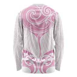 New Zealand Manta Ray Tattoo Long Sleeve Shirt Aotearoa Maori Haehae Pink