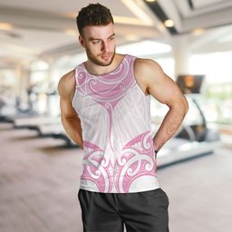 New Zealand Manta Ray Tattoo Men Tank Top Aotearoa Maori Haehae Pink