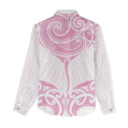 New Zealand Manta Ray Tattoo Women Casual Shirt Aotearoa Maori Haehae Pink