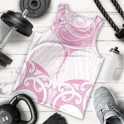 New Zealand Manta Ray Tattoo Men Tank Top Aotearoa Maori Haehae Pink