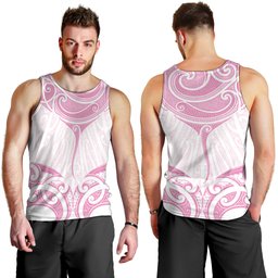New Zealand Manta Ray Tattoo Men Tank Top Aotearoa Maori Haehae Pink