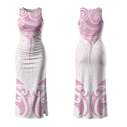 New Zealand Manta Ray Tattoo Couples Matching Tank Maxi Dress and Hawaiian Shirt Aotearoa Maori Haehae Pink