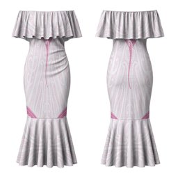 New Zealand Manta Ray Tattoo Couples Matching Mermaid Dress and Long Sleeve Button Shirt Aotearoa Maori Haehae Pink