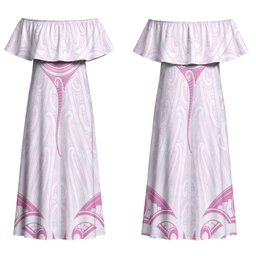 New Zealand Manta Ray Tattoo Family Matching Off Shoulder Maxi Dress and Hawaiian Shirt Aotearoa Maori Haehae Pink