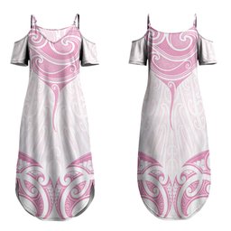 New Zealand Manta Ray Tattoo Family Matching Summer Maxi Dress and Hawaiian Shirt Aotearoa Maori Haehae Pink