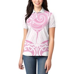 New Zealand Manta Ray Tattoo Women Polo Shirt Aotearoa Maori Haehae Pink