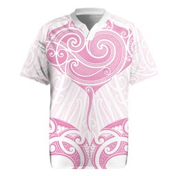 New Zealand Manta Ray Tattoo Rugby Jersey Aotearoa Maori Haehae Pink
