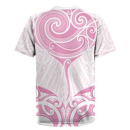 New Zealand Manta Ray Tattoo Rugby Jersey Aotearoa Maori Haehae Pink