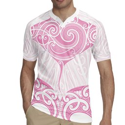 New Zealand Manta Ray Tattoo Rugby Jersey Aotearoa Maori Haehae Pink