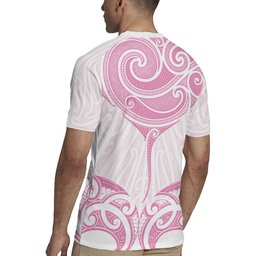 New Zealand Manta Ray Tattoo Rugby Jersey Aotearoa Maori Haehae Pink