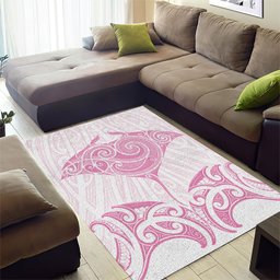 New Zealand Manta Ray Tattoo Area Rug Aotearoa Maori Haehae Pink