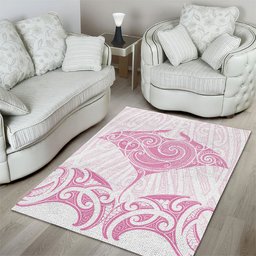 New Zealand Manta Ray Tattoo Area Rug Aotearoa Maori Haehae Pink