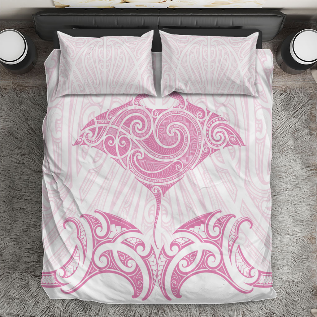 New Zealand Manta Ray Tattoo Bedding Set Aotearoa Maori Haehae Pink
