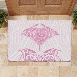 New Zealand Manta Ray Tattoo Rubber Doormat Aotearoa Maori Haehae Pink