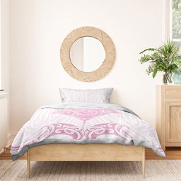 New Zealand Manta Ray Tattoo Bedding Set Aotearoa Maori Haehae Pink