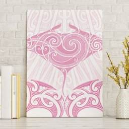 New Zealand Manta Ray Tattoo Canvas Wall Art Aotearoa Maori Haehae Pink