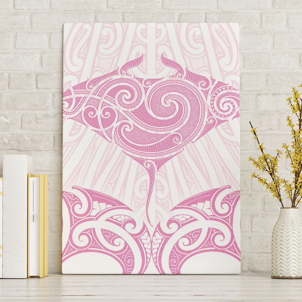 New Zealand Manta Ray Tattoo Canvas Wall Art Aotearoa Maori Haehae Pink