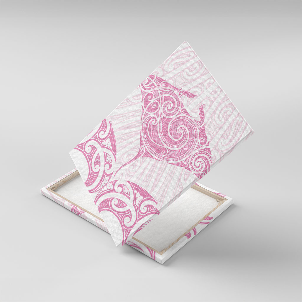 New Zealand Manta Ray Tattoo Canvas Wall Art Aotearoa Maori Haehae Pink