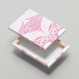 New Zealand Manta Ray Tattoo Canvas Wall Art Aotearoa Maori Haehae Pink