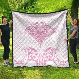 New Zealand Manta Ray Tattoo Quilt Aotearoa Maori Haehae Pink