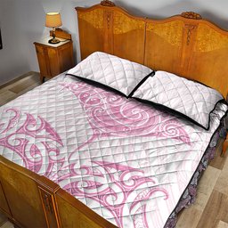 New Zealand Manta Ray Tattoo Quilt Bed Set Aotearoa Maori Haehae Pink