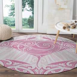 New Zealand Manta Ray Tattoo Round Carpet Aotearoa Maori Haehae Pink