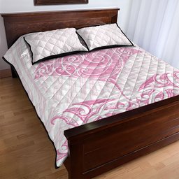 New Zealand Manta Ray Tattoo Quilt Bed Set Aotearoa Maori Haehae Pink
