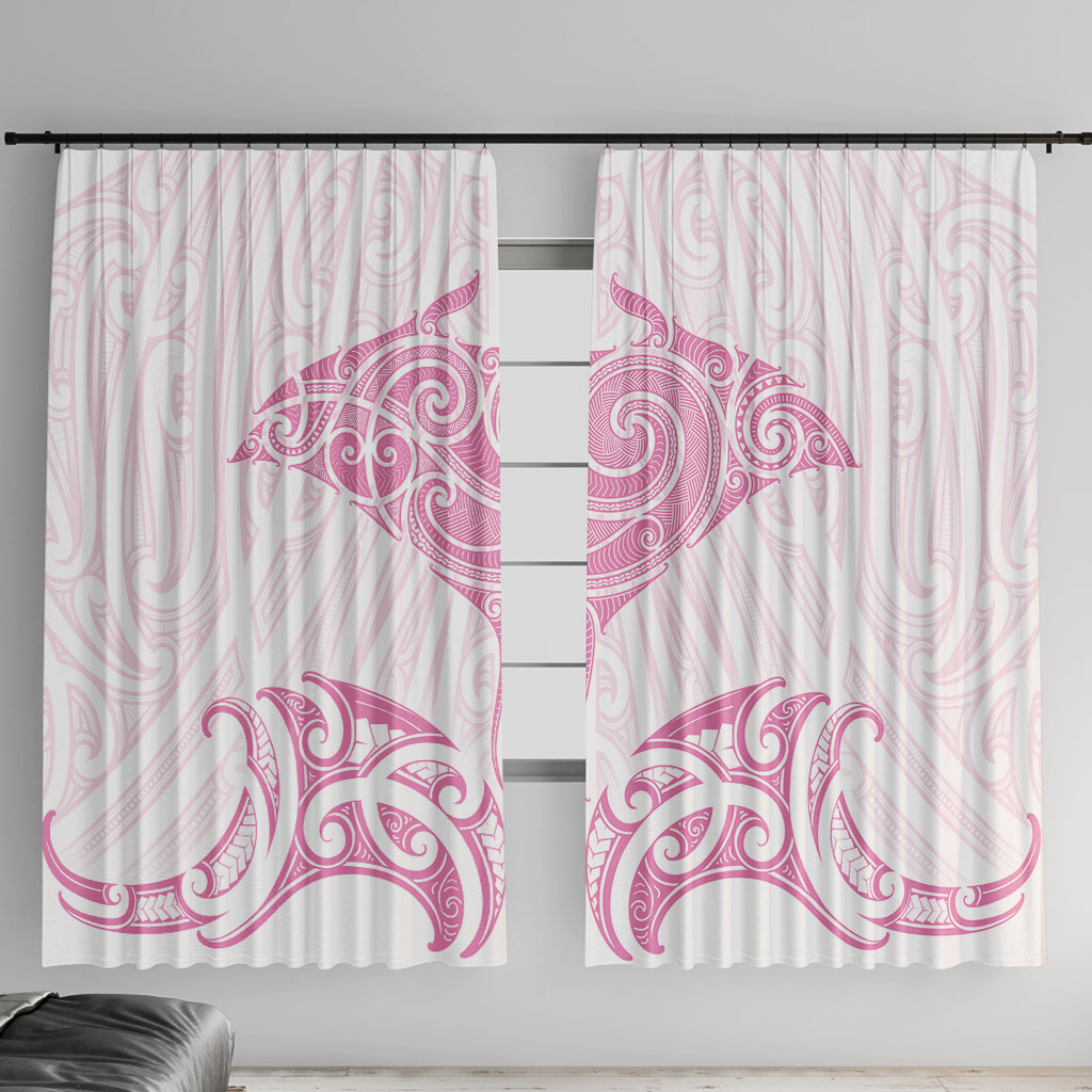 New Zealand Manta Ray Tattoo Window Curtain Aotearoa Maori Haehae Pink