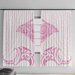 New Zealand Manta Ray Tattoo Window Curtain Aotearoa Maori Haehae Pink