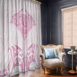 New Zealand Manta Ray Tattoo Window Curtain Aotearoa Maori Haehae Pink