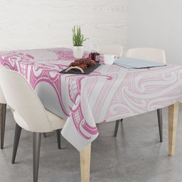 New Zealand Manta Ray Tattoo Tablecloth Aotearoa Maori Haehae Pink