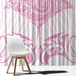 New Zealand Manta Ray Tattoo Window Curtain Aotearoa Maori Haehae Pink