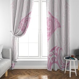 New Zealand Manta Ray Tattoo Window Curtain Aotearoa Maori Haehae Pink