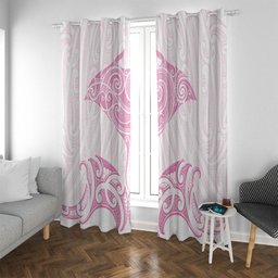 New Zealand Manta Ray Tattoo Window Curtain Aotearoa Maori Haehae Pink