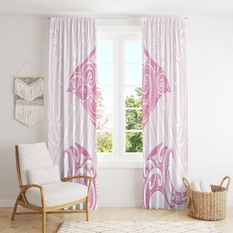 New Zealand Manta Ray Tattoo Window Curtain Aotearoa Maori Haehae Pink