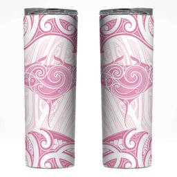 New Zealand Manta Ray Tattoo Skinny Tumbler Aotearoa Maori Haehae Pink