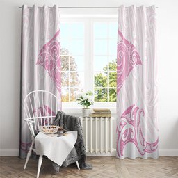 New Zealand Manta Ray Tattoo Window Curtain Aotearoa Maori Haehae Pink