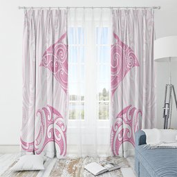 New Zealand Manta Ray Tattoo Window Curtain Aotearoa Maori Haehae Pink