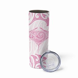 New Zealand Manta Ray Tattoo Skinny Tumbler Aotearoa Maori Haehae Pink