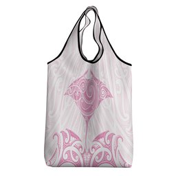 New Zealand Manta Ray Tattoo Grocery Bag Aotearoa Maori Haehae Pink