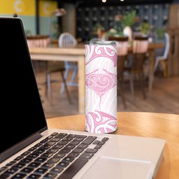 New Zealand Manta Ray Tattoo Skinny Tumbler Aotearoa Maori Haehae Pink