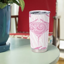 New Zealand Manta Ray Tattoo Tumbler Cup Aotearoa Maori Haehae Pink