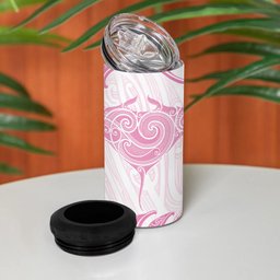 New Zealand Manta Ray Tattoo 4 in 1 Can Cooler Tumbler Aotearoa Maori Haehae Pink