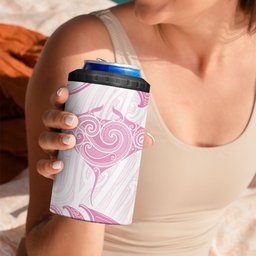New Zealand Manta Ray Tattoo 4 in 1 Can Cooler Tumbler Aotearoa Maori Haehae Pink
