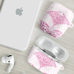 New Zealand Manta Ray Tattoo AirPods Case Aotearoa Maori Haehae Pink